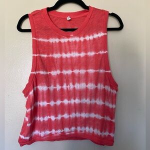 FP Movement by Free People Red and White Tie-Dye Muscle Tee Size Small EUC
